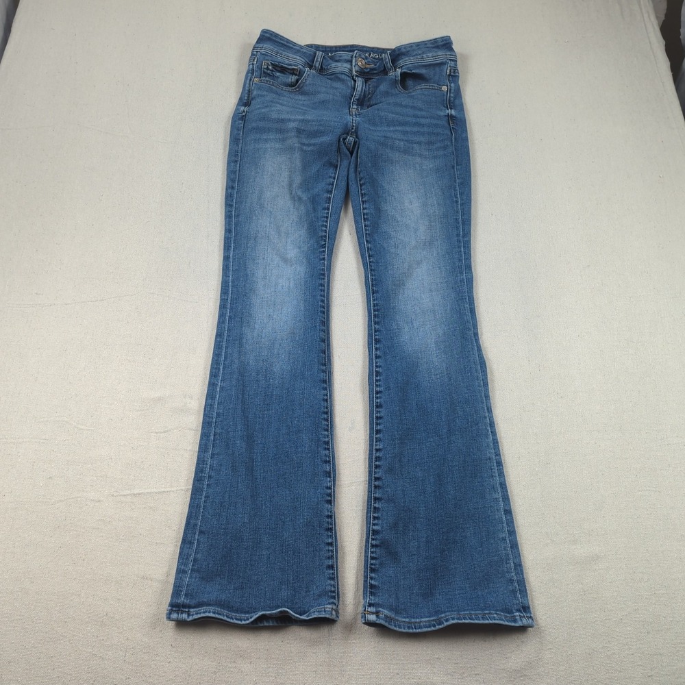 American Eagle Jeans Womens 4 Blue Kick Boot Cut Stretch Western Boho Cowgirl